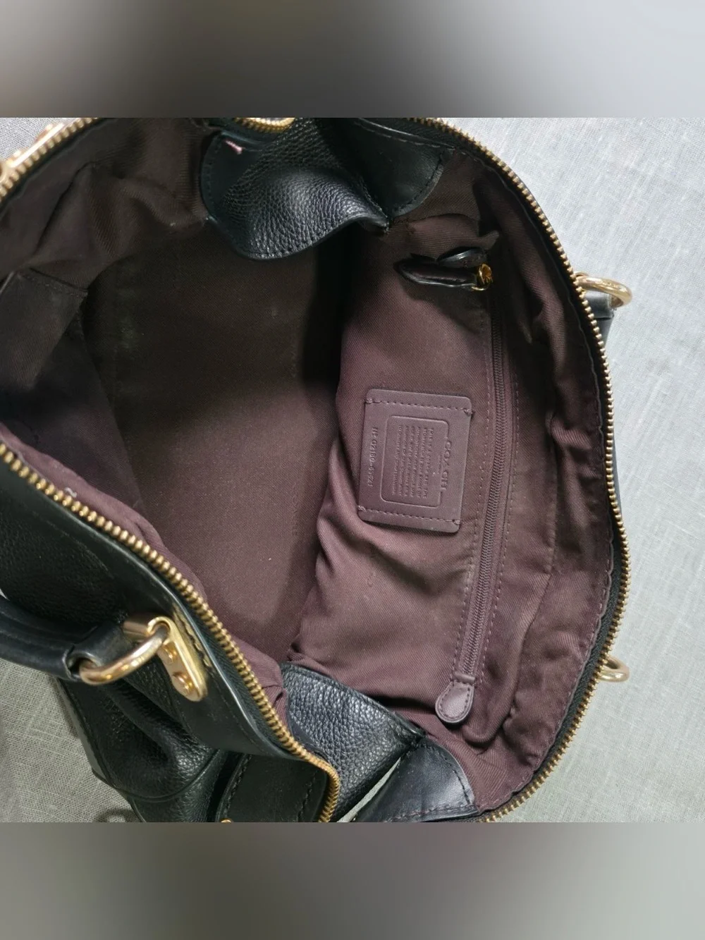 Coach Black Pebble Leather Satchel Crossbody Bag Purse Gold Hardware EUC